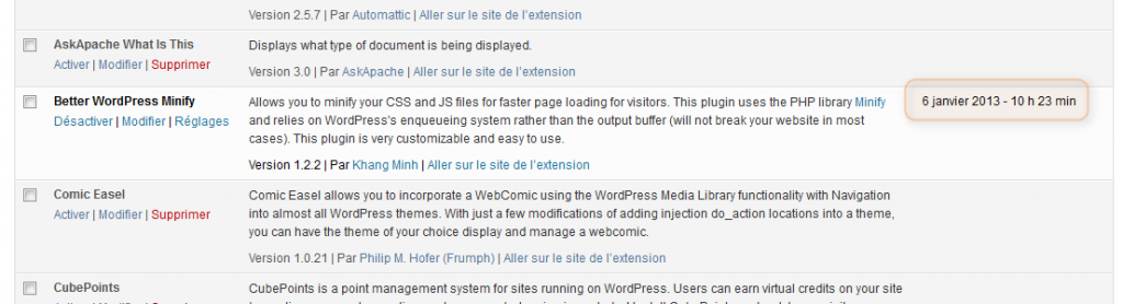 Plugin Activation Date – L'Écho des Plugins WP