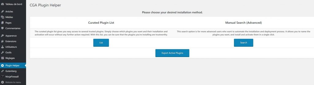 CGA Plugin Helper - L'Écho des Plugins WP